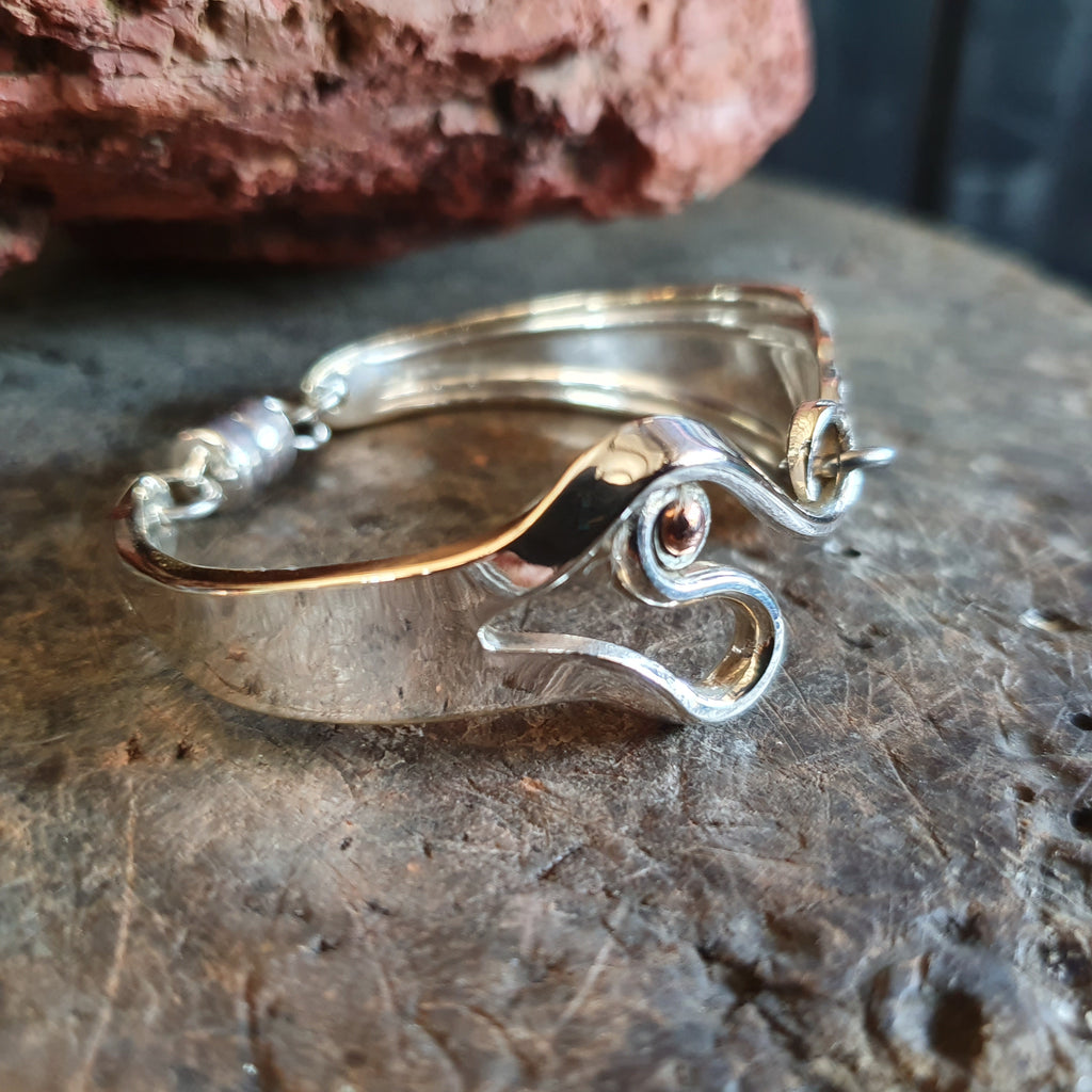 Solid silver fork bracelet clearance