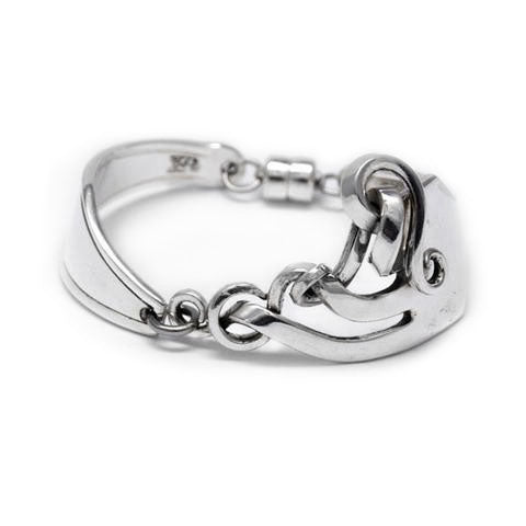 Handmade in Eumundi recycled silver fork bracelet