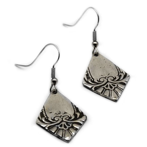 Handmade in Eumundi recycled silver cutlery earrings