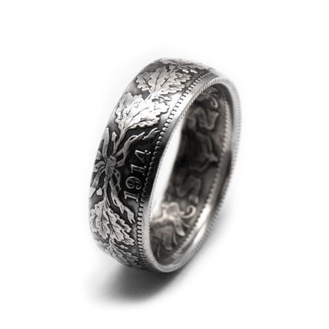 Handmade in Eumundi recycled silver mark coin ring
