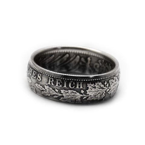 Handmade in Noosa recycled silver mark coin ring