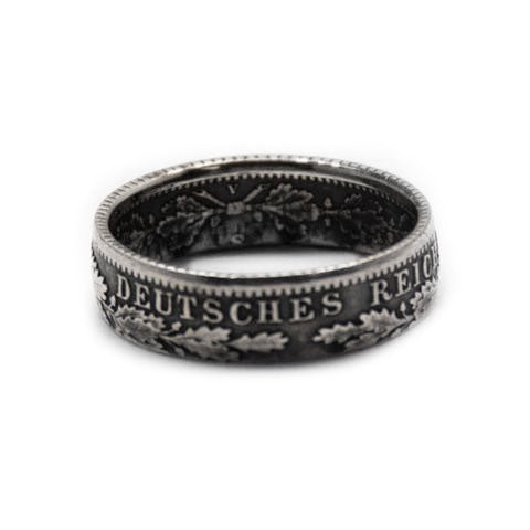 Handmade in Noosa recycled silver mark coin ring