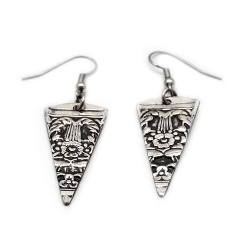 Handmade in Eumundi recycled silver cutlery earrings