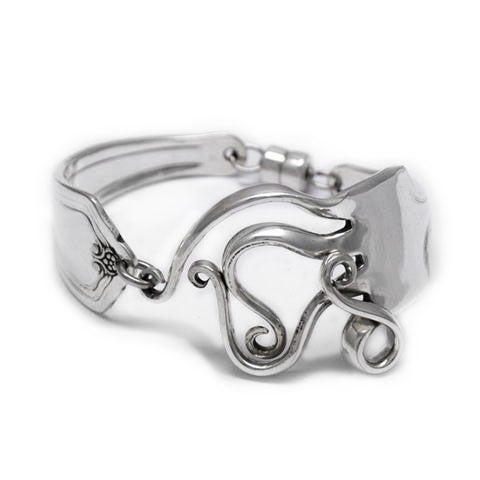 Handmade in Eumundi recycled silver fork bracelet