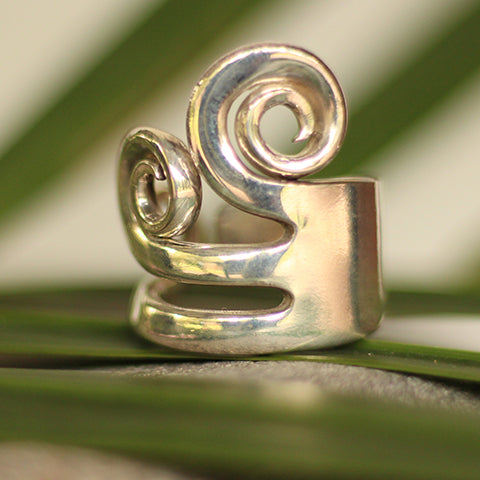 Recycled silver fork ring