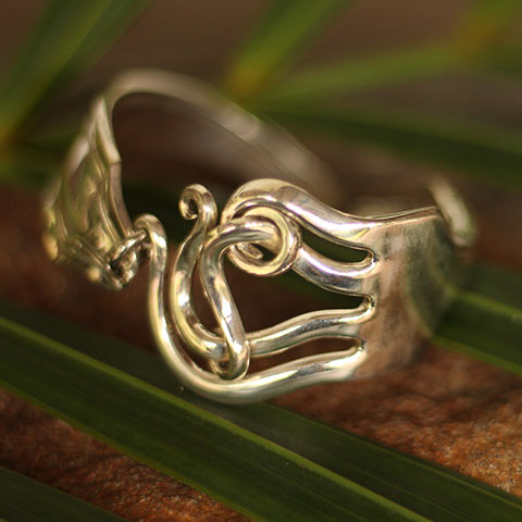 Recycled silver fork ring handmade noosa