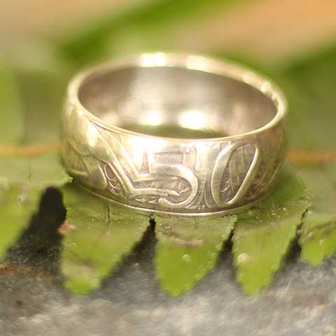 Recycled Australian 50 cent round coin ring