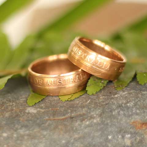 Handmade in Eumundi recycled australian penny coin ring