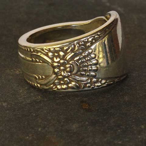 Antique Spoon Ring Floral  Patterns