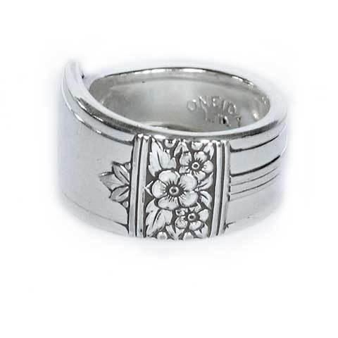 Handcrafted silver spoon ring made in Noosa